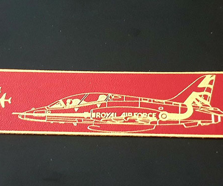Red Arrows Hawk Leather Bookmark