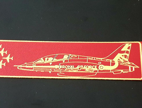 Red Arrows Hawk Leather Bookmark