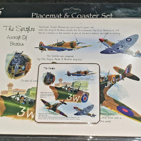 Spitfire Wooden Placemat & Coaster Set