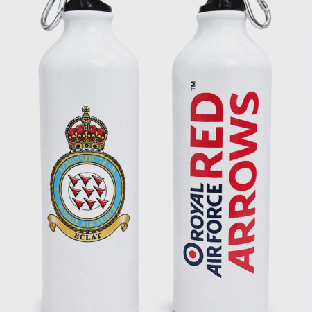Aluminium Red Arrows Logo and Crest Drinks Bottle (White)
