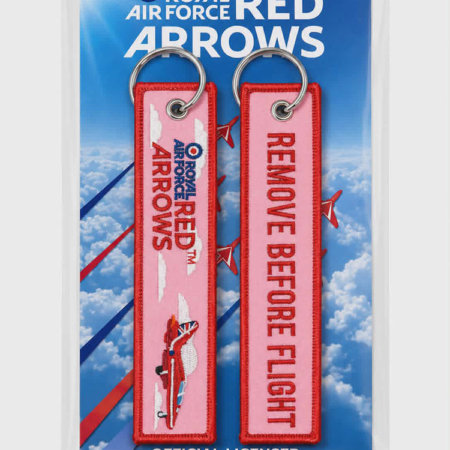 Embroidered Sky Pink Red Arrows Remove Before Flight Keyring