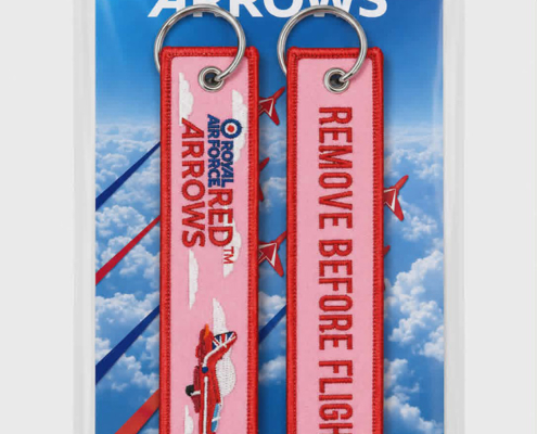 Embroidered Sky Pink Red Arrows Remove Before Flight Keyring