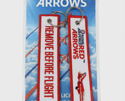 Embroidered White Red Arrows Remove Before Flight Keyring