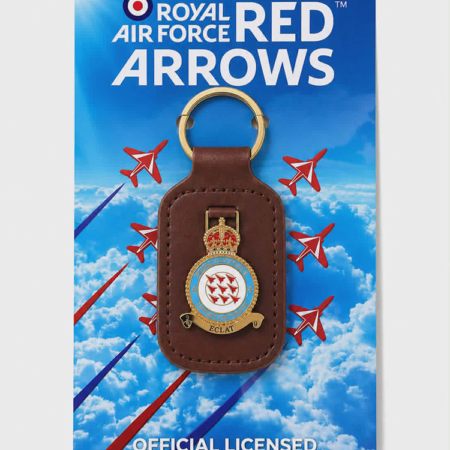 Genuine Leather Kings Crest Red Arrows Key Ring