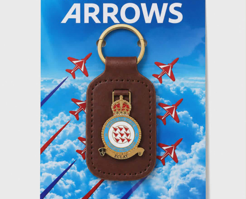 Genuine Leather Kings Crest Red Arrows Key Ring